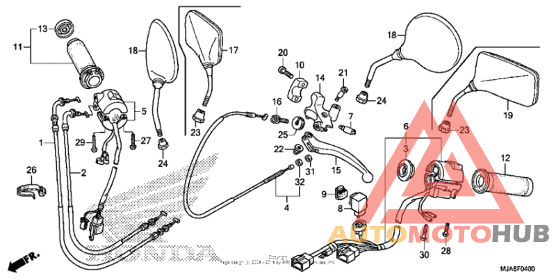 Handle lever + switch + cable