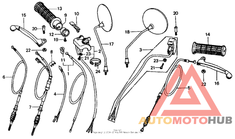 Handle lever + switch + cable k3