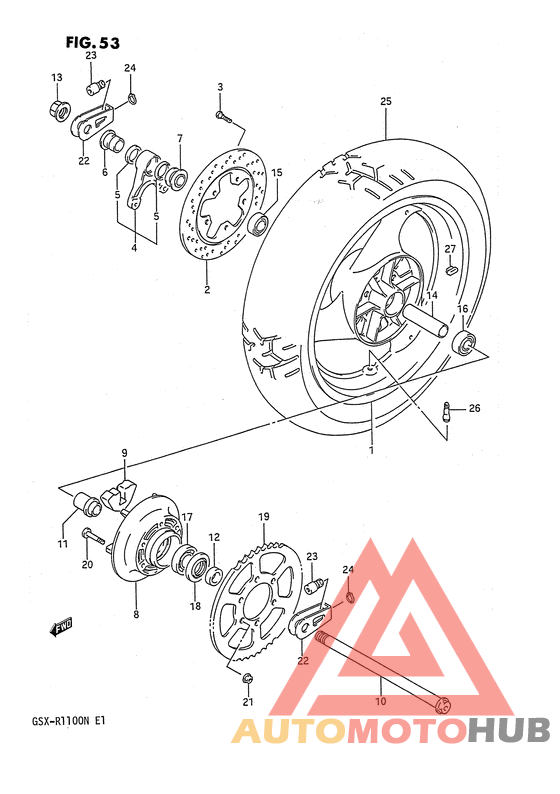 Rear wheel complete assy