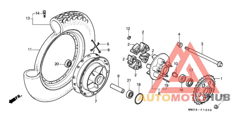 Rear wheel complete assy