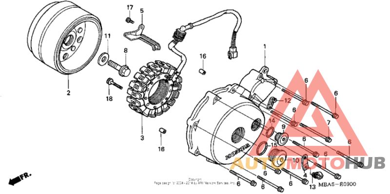 Left crankcase cover + generator