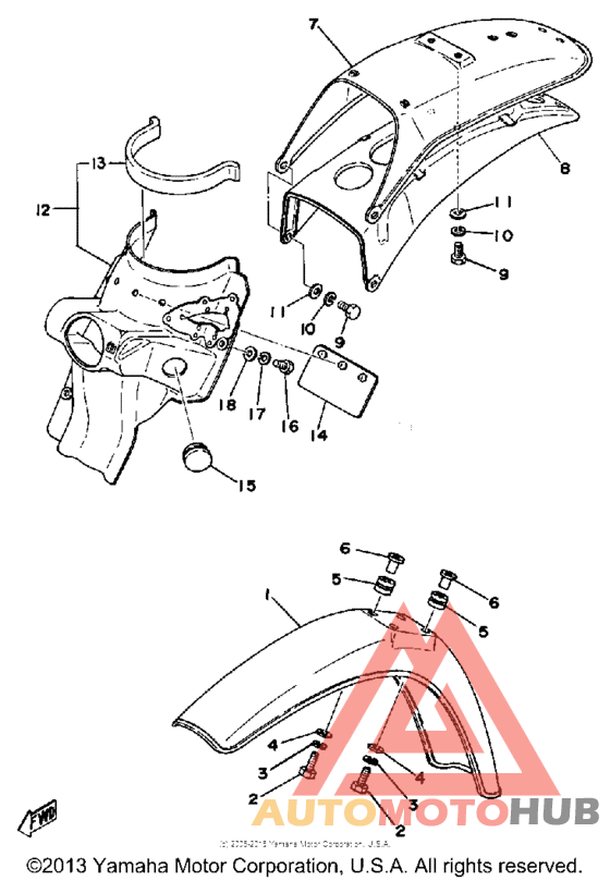 Front fender-rear fender