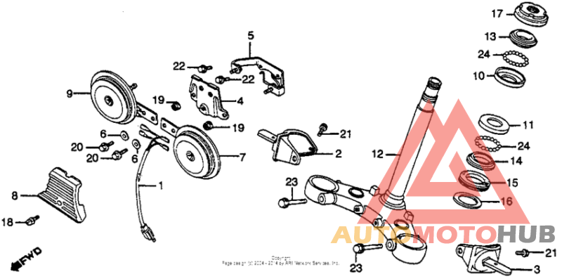 Steering stem + horn
