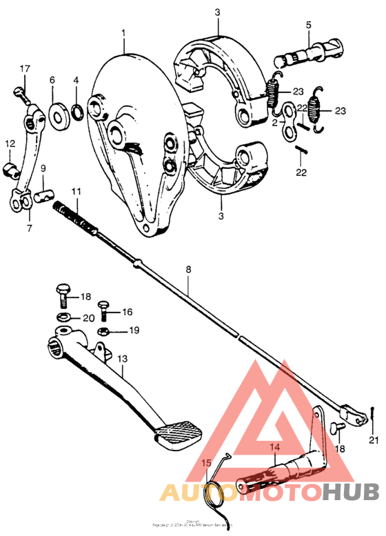 Rear brake panel + pedal