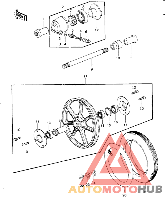 Front wheel/tire/hub
