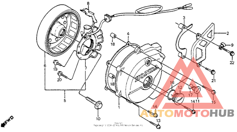 Left crankcase cover + alternator