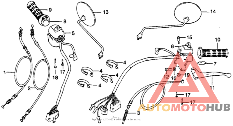 Cb400tiihandle lever + switch + cable