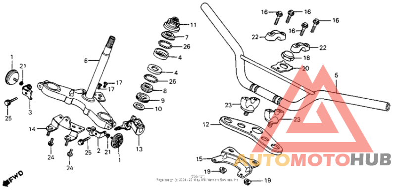 Handlebar + top bridge + steering stem 83-85