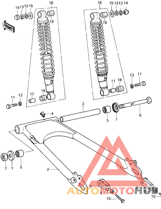 Swing arm/shock absorbers