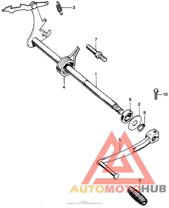 Gearshift spindle + change pedal