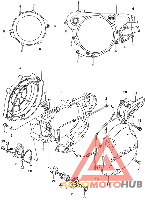 Crankcase cover-water pump
