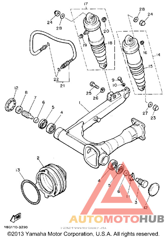 Swing arm-rear shocks