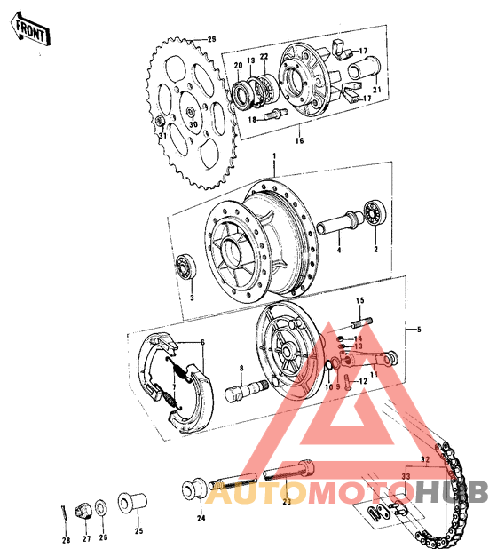 Rear hub/brake/chain