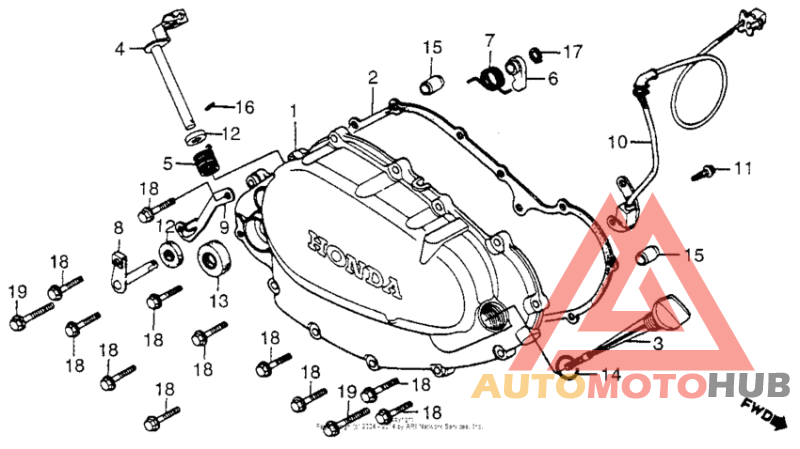 Right crankcase cover + pulse generator