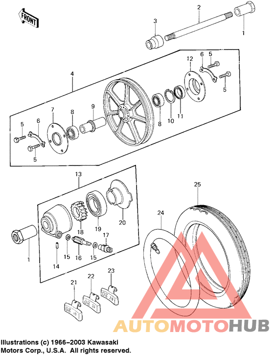 Front wheel/tire/hub