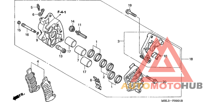 R. front brake caliper