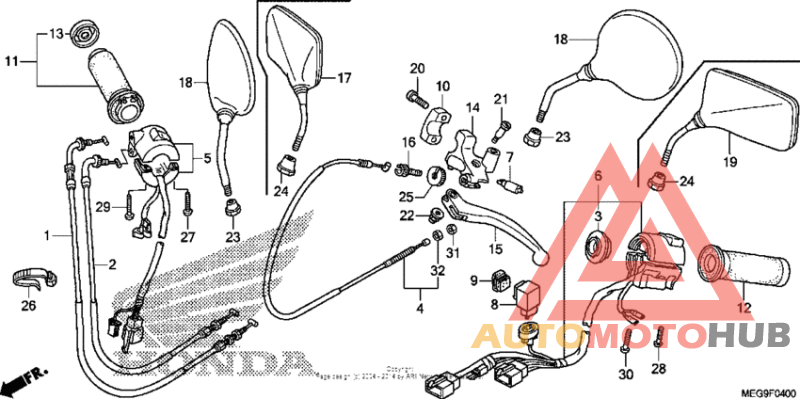 Handle lever + switch + cable
