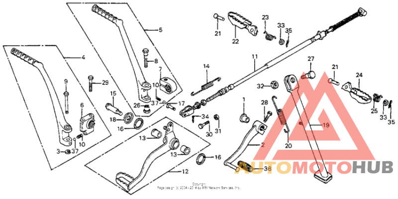 Change + brake pedal + kick starter arm