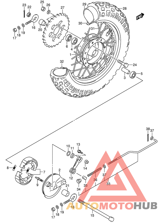 Rear wheel complete assy