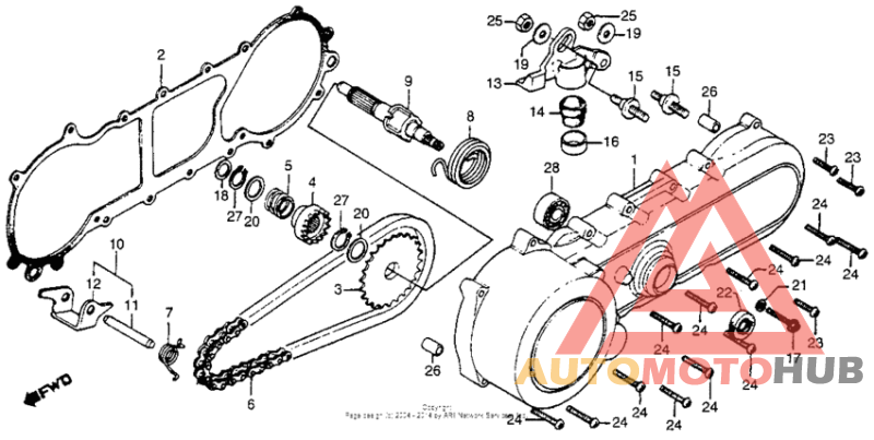 Left crankcase cover + starter 79-80