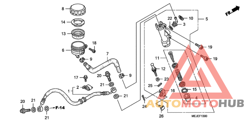 Rr. brake master cylinder