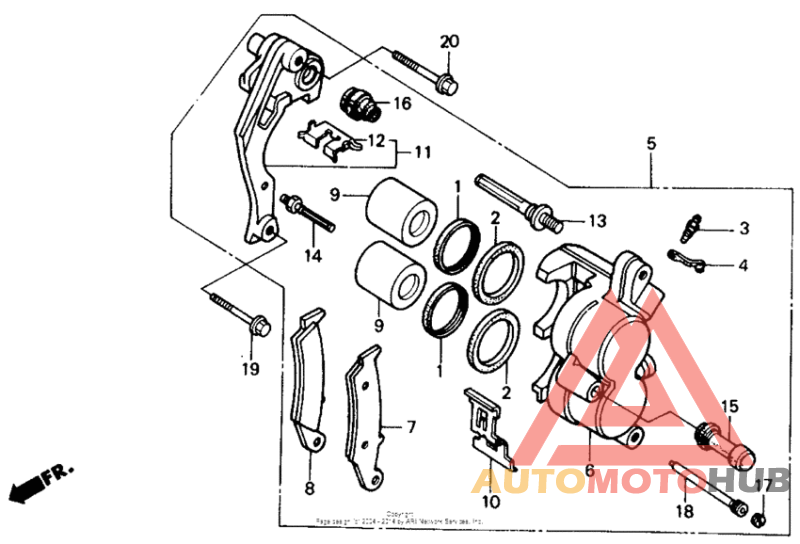 Fr. brake caliper 87-89