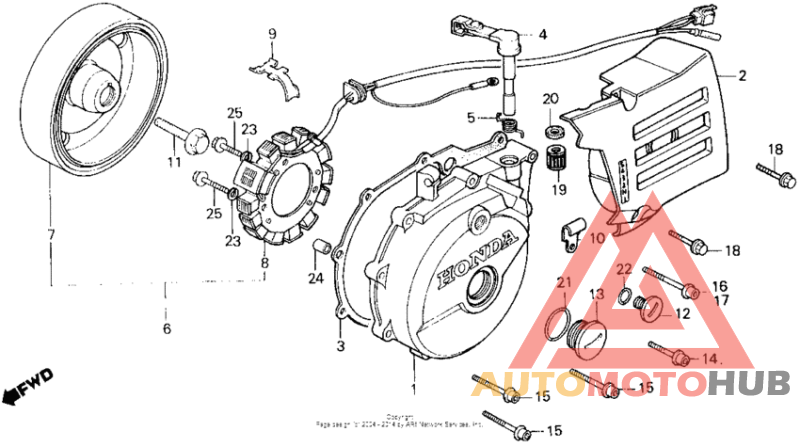 Left crankcase cover + alternator