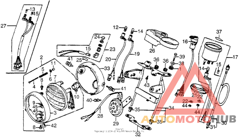 Headlight + speedometer + horn