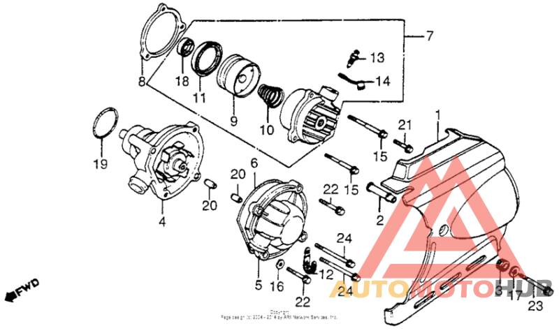 Left crankcase cover + water pump