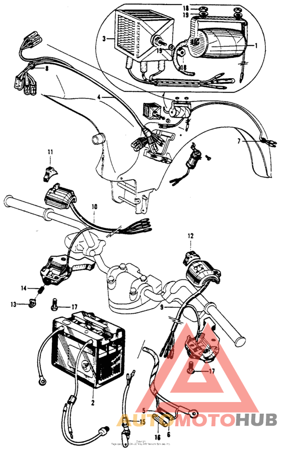 Wire harness + horn turn signal switch