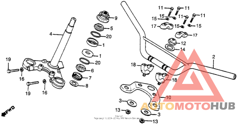 Handlebar + top bridge + steering stem 79-82