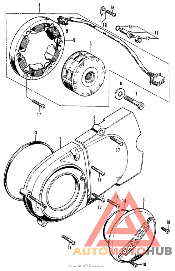 Left crankcase cover + alternator