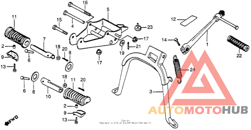 Stand + step kick starter arm + rear
