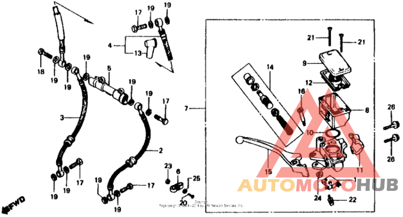 Front brake master cylinder 81-82