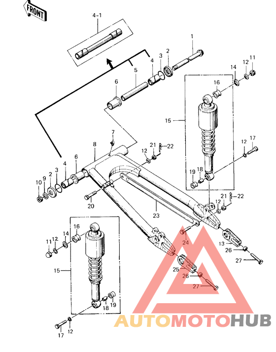 Swing arm/shock absorbers