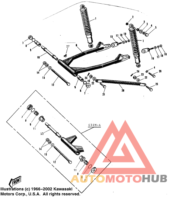 Swing arm/shock absorbers