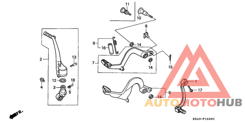 Pedal/kick starter arm
