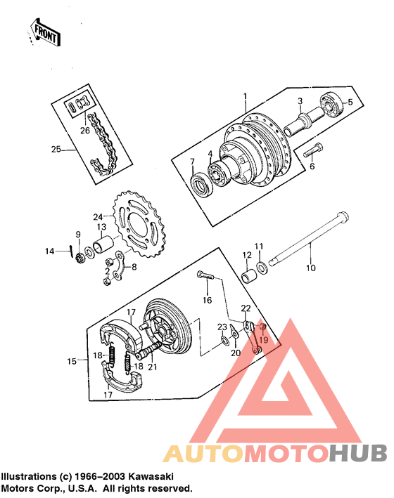 Rear hub/brake/chain