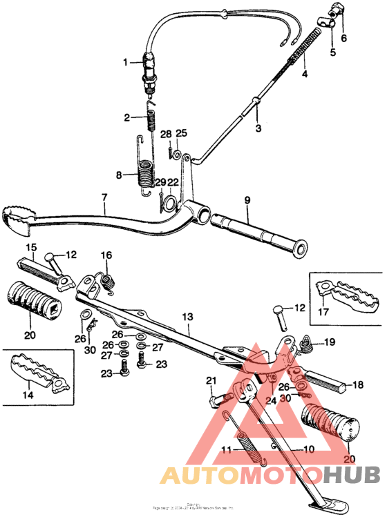 Step bar + side stand + brakepedal