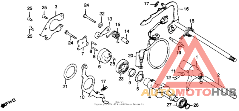 Cm450a gearshift drum + gearshift arm