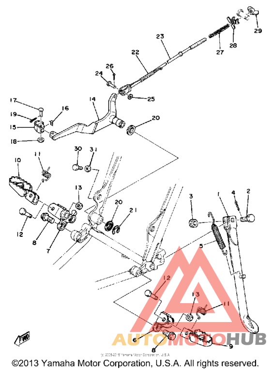Stand-footrest-brake pedal