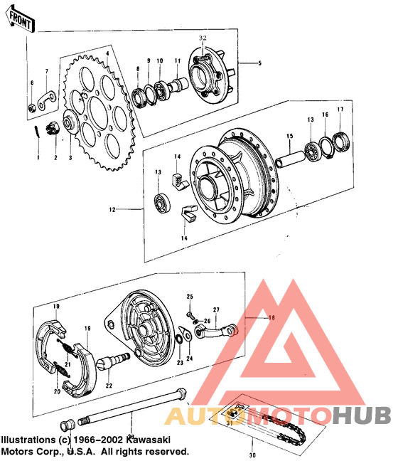 Rear hub/brake/chain