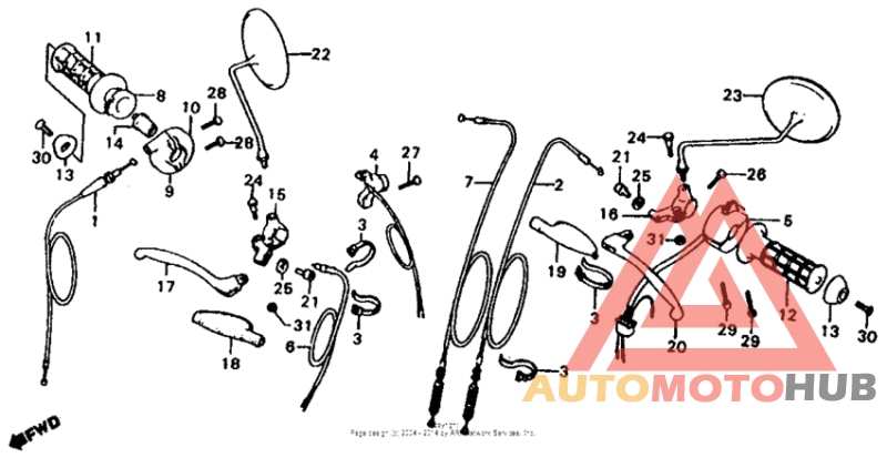 Control levers + switches + cables 79-82
