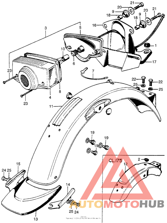 Cb/cl175rear fender + taillight