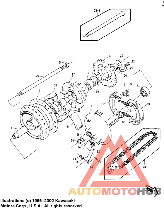 Rear hub/brake/chain