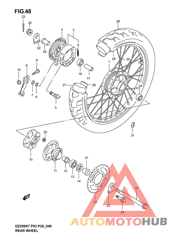 Rear wheel complete assy