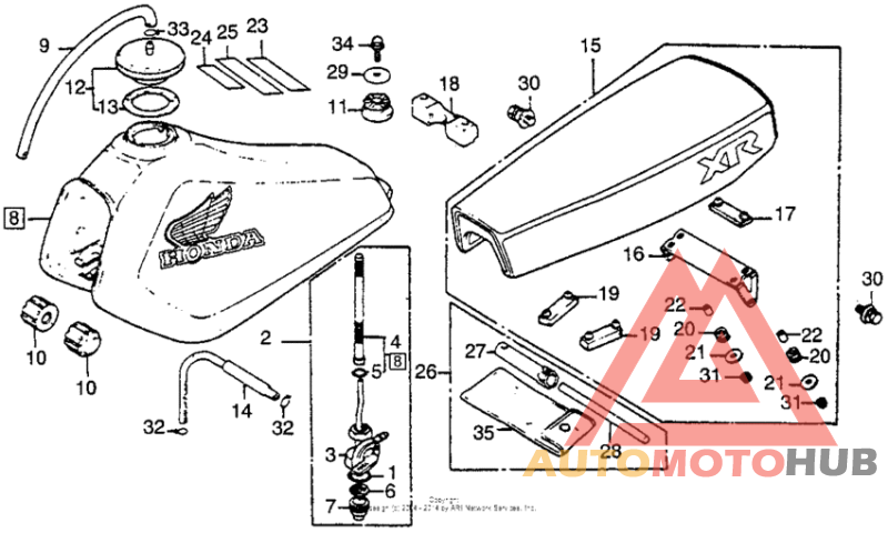 Tool kit + fuel tank + seat 83-84