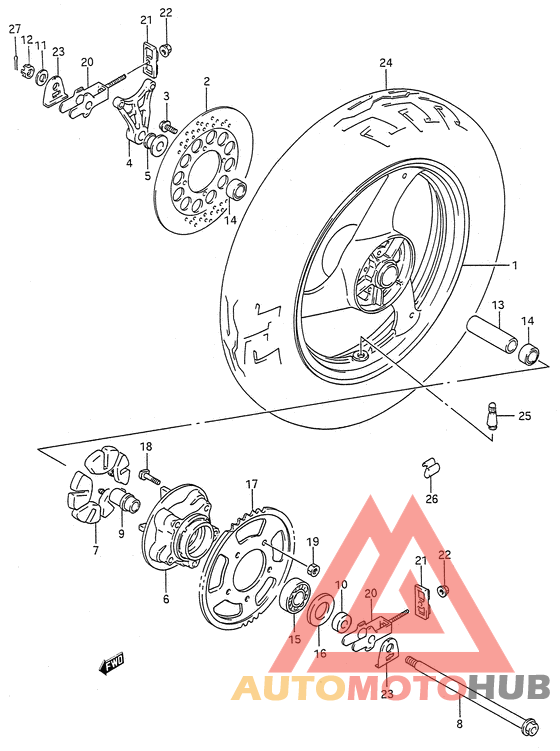 Rear wheel complete assy