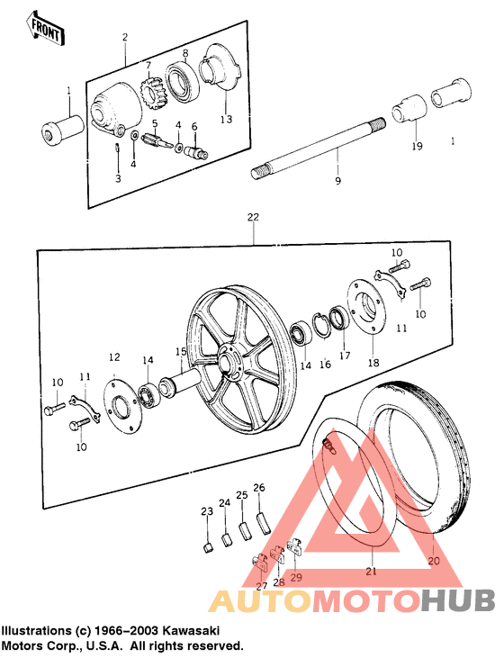 Front wheel/tire/hub