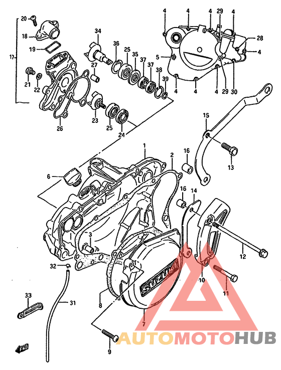 Crankcase cover-water pump
